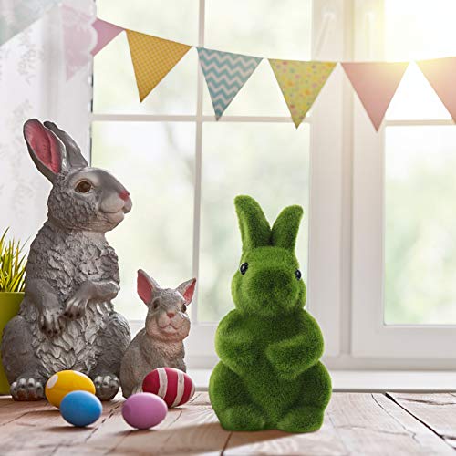 STOBOK Estatueta de Coelho de Musgo de Páscoa Peludo Reunido Estátua de Coelho Verde Em Pé Escultura