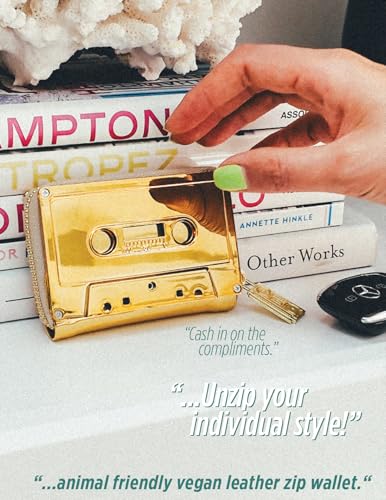 Image of Fydelity Cassette Wallet, Cute Wallet for Women, Retro 80s Card Holder, Gold