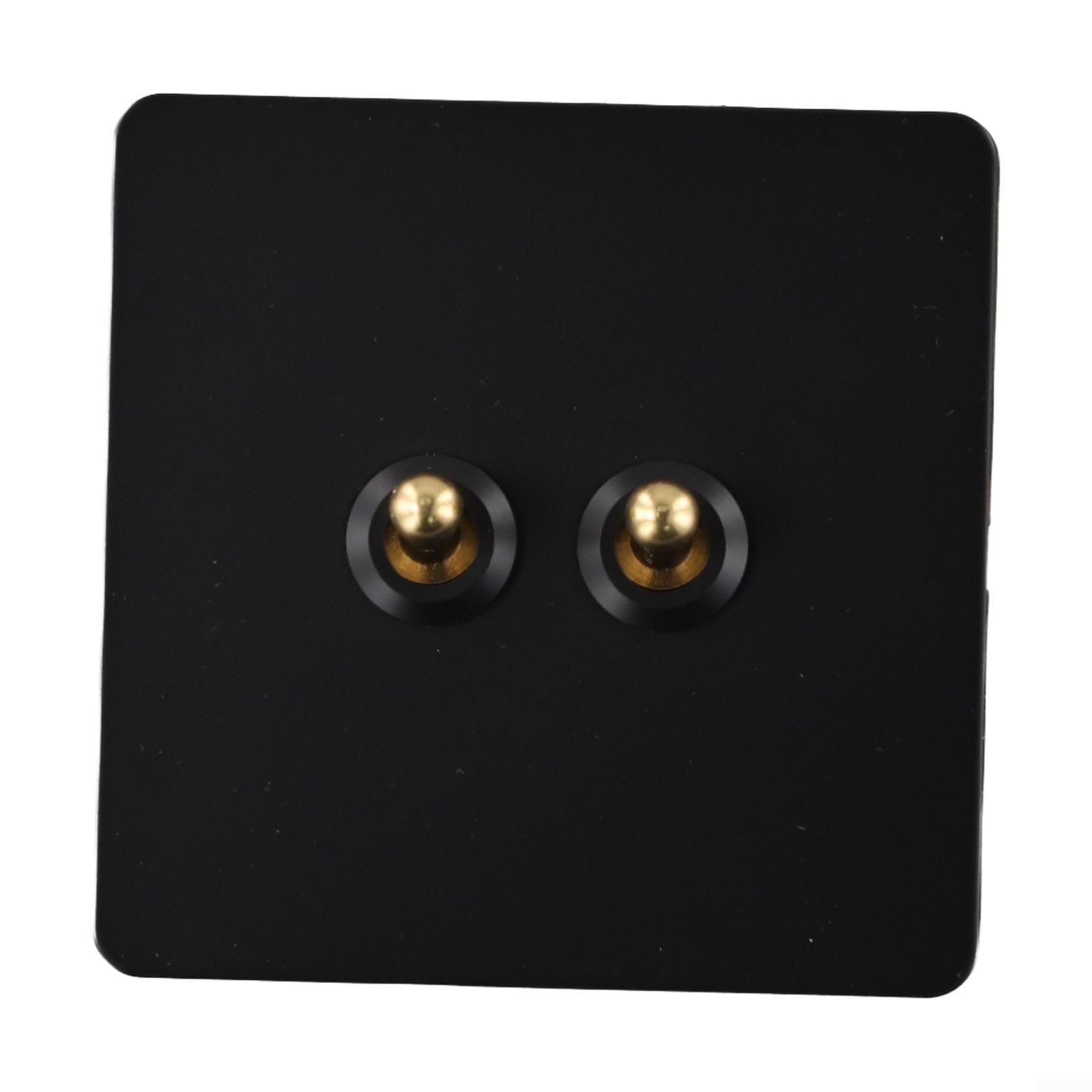 Zilimontt 86Mm Stainless Steel Wall Toggle Light Switch Black Panel Brass Rod For Home Office Hotel Factory Indoor Use(2 Gang)