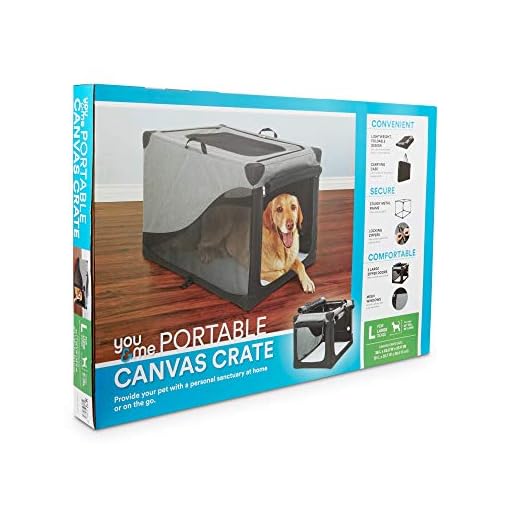 Petco Brand You & Me Stow & Go Portable Canvas Dog Crate, 36", Large Pet Knowledge & Pet