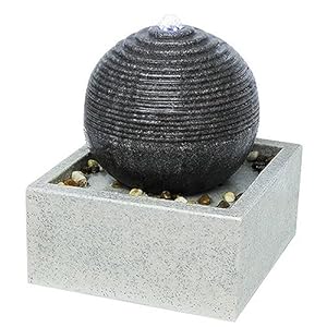 Fontaine d’Intérieur et d’Extérieur Moderne LED Blanc, Grande Fontaine Décorative Jardin Terrasse Salon, Décoration Table Zen Relaxante, Idée Cadeau Occasion Spéciale, H 34x30x30cm – Bonny Zen’Light