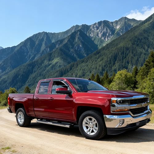 Side Car Window Visors Window Vent Shade Wind Deflectors Sun Rain Guards Compatible with 2014-2018 Chevrolet Silverado 1500 2500HD & GMC Sierra 1500 2500HD 3500HD Crew Cab for Driver Passenger by Darodcar - Image 7