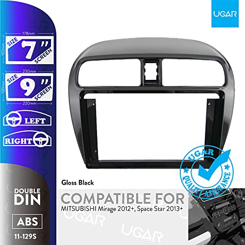 UGAR 7 inch / 9 inch Compatible for Mitsubishi Mirage, Space Star 2012-2018 Radio Stereo Dash Installation Mount Kit