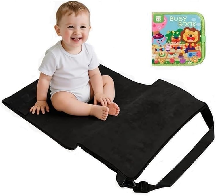 Toddler Airplane Bed with Cloth Book, Portable Airplane Seat Extender Travel Bed for Kids, Soft Baby Plane Travel Essentials for Flying, Toddlers Long Flight Must Haves Footrest