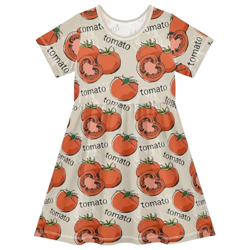 Tomato Hand Drawn Food Girls Dresses, Summer Dresses for Toddler Girls Dress Size 2-8T