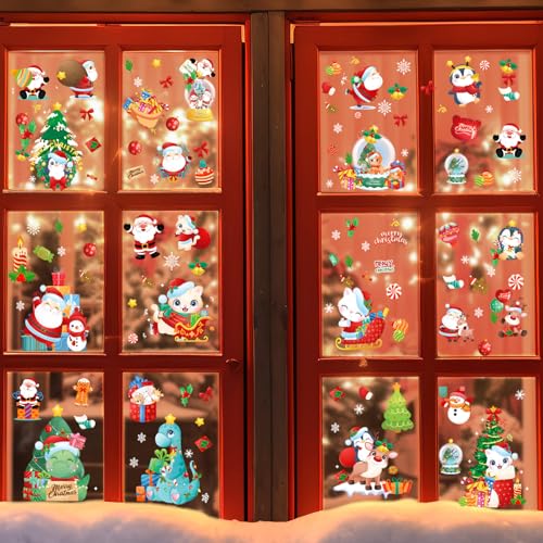 Fensterbilder Weihnachten Kinder 9*A4, Selbstklebend Wiederverwendbar...