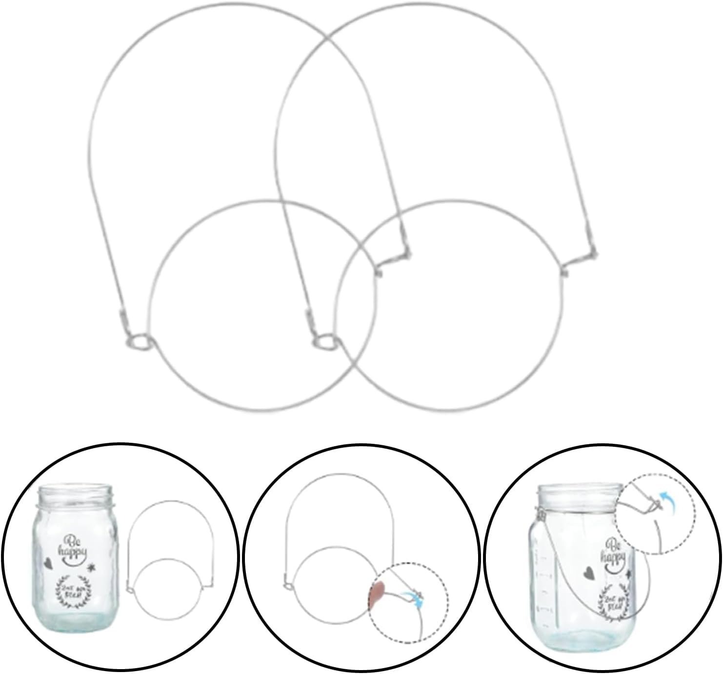 12-Pack Stainless Steel Wire Hangers for Mason Jars - Mason Jar Lid Handles, Kitchen Accessories