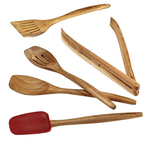 Rachael Ray Cucina Tools Wooden Cooking Utensils Set - 5 Piece, Brown