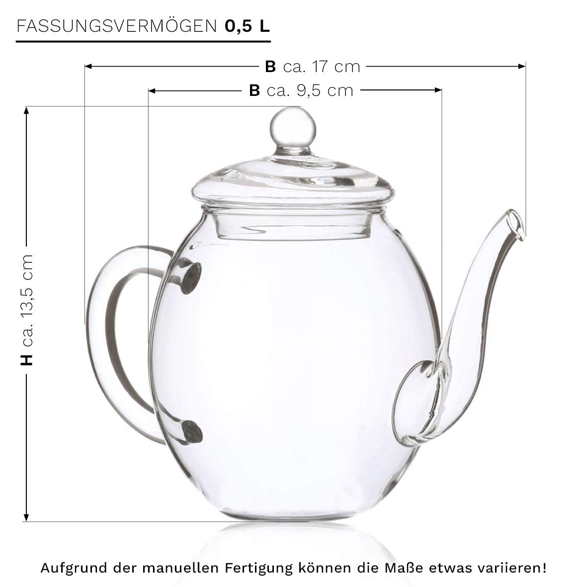 Creano Geschenkset Erblühtee Teeblumen Mix in Holzschachtel in Herzform - 6 Sorten Weißer Tee inkl. Glas Teekanne 500ml, Geschenk für Frauen, Mutter, Teeliebhaber