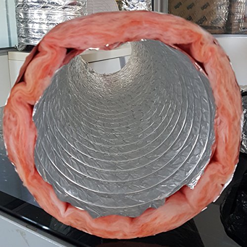 14" Inch Flexible Aluminum Ducting Hose Insulated R-6.0 Air Duct Pipe For For Heavy Duty Hvac & Exhaust Ductwork Insulation - 25' Feet Long - In Accordance With Ul 181 #TOP2