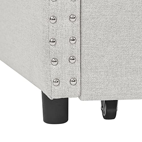 Smartder Wood Twin Daybed, Day Bed Frame With 2 Storage Drawers, Upholstered Twin Bed Frame Sofa Bed With Button And Nailhead Design For Bedroom Guest Room, No Box Spring Needed, Beige #TOP5