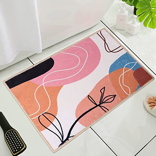 Mid Century Modern Small Rugs For Bedroom-Cute Bath Mat Bathroom Rugs Decor Colorful Line Art Decor Rugs For Bedroom Aesthetic 2 X 3 Vintage Boho Hippy Throw Rug Carpet For Laundry Kitchen Doormat #TOP27