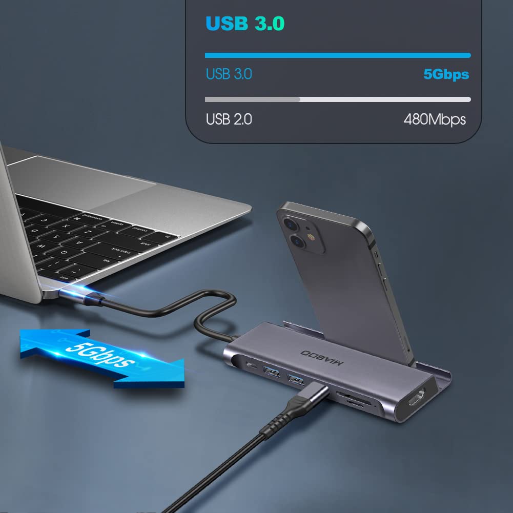 LPUNCD USB C Hub, Adaptateur USB C 7 En 1 Avec HDMI 4K@30Hz, Ethernet