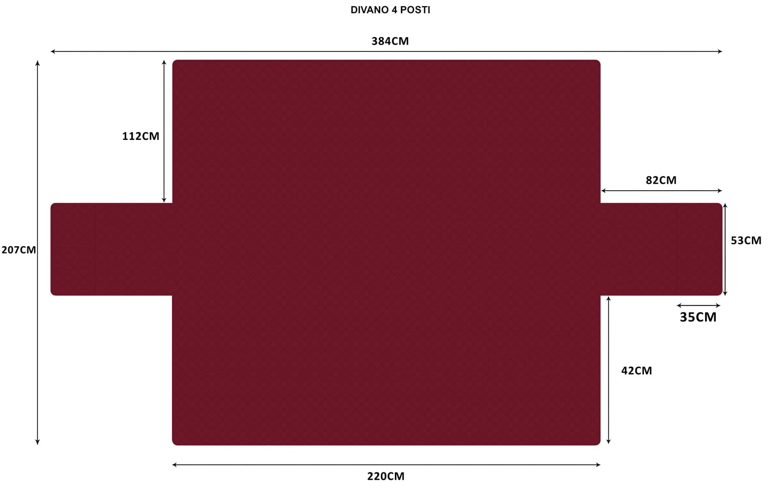sevi's Copridivano 4 Posti con Braccioli - Copridivano Impermeabile - Reversibile - Antigraffio Gatto - Antimacchia - OEKO-TEX - Copri Divano Trapuntato in Microfibra (4 Posti, Vino Rosso)