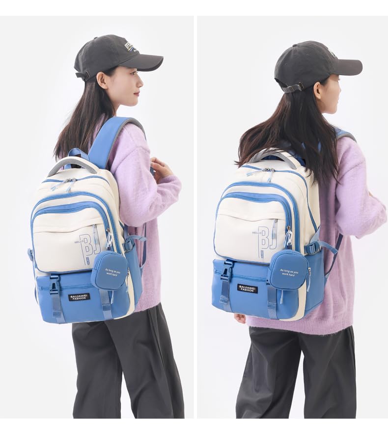 Image of TS WITH TECHSUN College Laptop Backpack for Women & Teens with Zipper Pouch | School Bag for Girls 13-14 Years | 18 Inch Book Backpack | Travel School Bag, Tuition, Coaching
