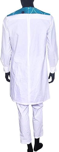Miniatura 4 de Conjunto de camisa de manga larga Dashiki africana para hombre+pantalón estampado floral, ropa de otoño, blusa tribal