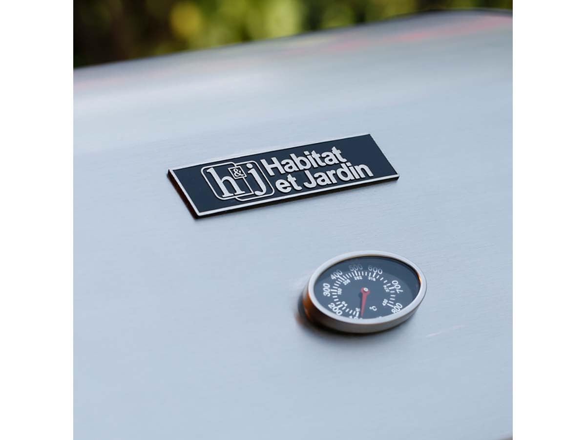 Habitat et Jardin Barbecue gaz avec LED Bingo 5, 5 Brûleurs Dont 1 Latéral, avec Housse Protection, 15.2 kW, Argenté ‎1351_93469