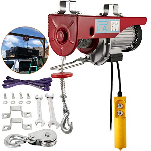 VEVOR Polipasto Eléctrico para Elevación, 1320lbs, Cabrestante Eléctrico de Acero, 220V, Elevador Eléctrico, 1050W, con Control Remoto, de Longitud 1m, Ganchos Carrito, Calibre del Cable 3mm