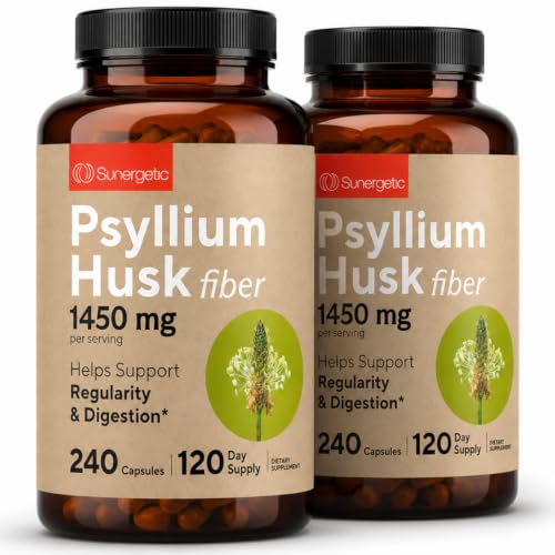 Image of Premium Psyllium Husk Fiber Supplement 1450mg, 240 Capsules (Pack of 2)