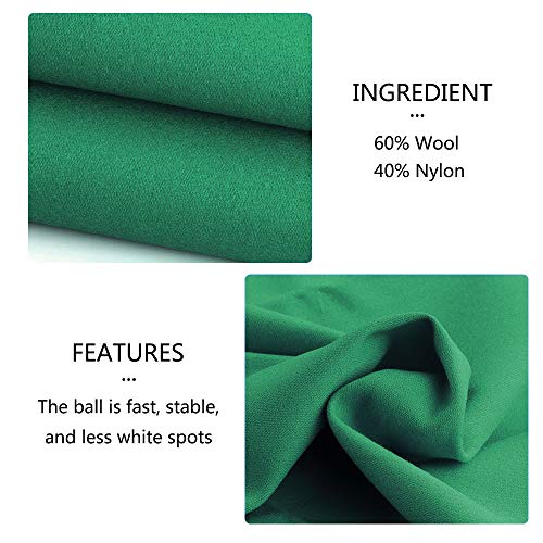 Boshen Worsted Blend Billiard Cloth Pool Table Felt Fast Speed for 7\' 8\' 9\' Pool Table Pre Cut Bed & Rails
