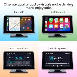 Haudio 7" CarPlay Autoradio écran,pour Carplay et Android Auto sans Fil,Écran Tactile IPS de ecran Voiture,Autoradio Portable avec Mirror Link/Bluetooth/GPS Navigation/Siri/Goo-gle| AUX|FM