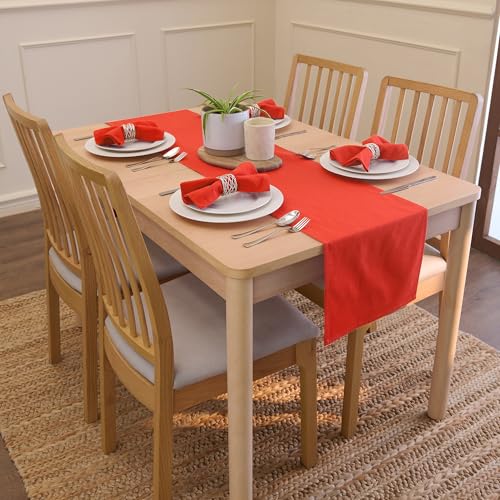 Image of Encasa XO Cotton Napkins for Dining Table | Set of 12, Size 43x43 cm | Machine Washable Reusable Table Napkin, Soft & Absorbent, Elegant Table Decor for Kitchen, Hotels, Party - Brick