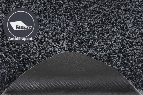 Paillasson coton anthracite 60x100 cm grand format idéal pour entrée