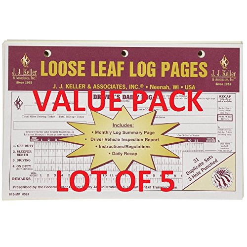 Sudopo LOT of 5 JJ Keller 13-MP Loose Leaf Deluxe Duplicate Daily Log (613-MP)