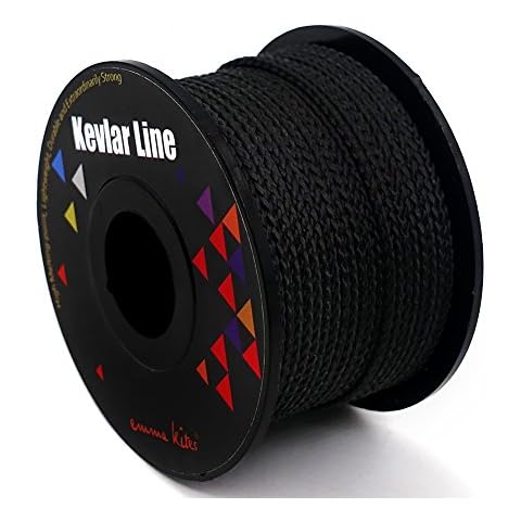 emma kites 100% Black Braided Kevlar Cord 100Ft 300Lb High Strength Flame Resistant for Fishing Backpacking Survival Model Rocket Wind Chime Outdoor Utility Cord Cover