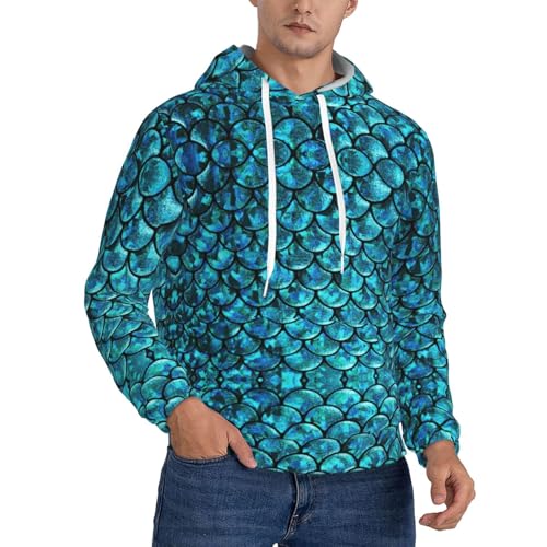 Sweat à capuche chaud homme motif écailles de poisson doublure douce