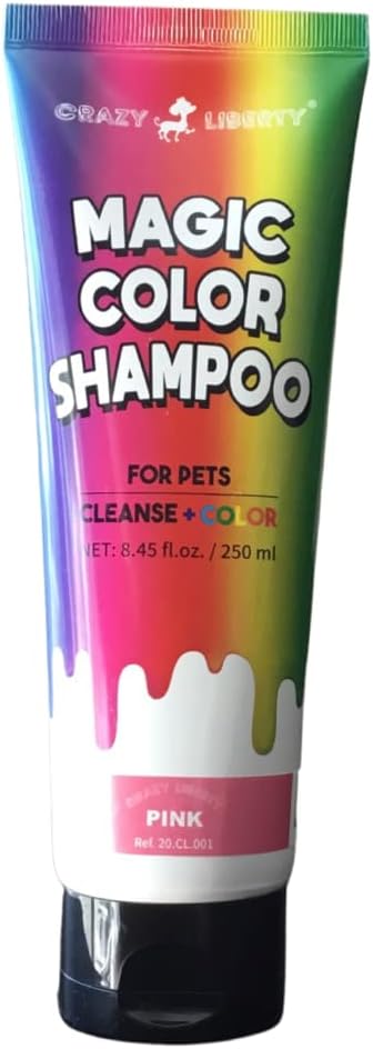 Crazy Liberty Magic Color Shampoos (Pink). Semi-Permanent Pet Hair Coloring Shampoo, Safe and Gentle Ammonia and Paraben Free Hair Dye…