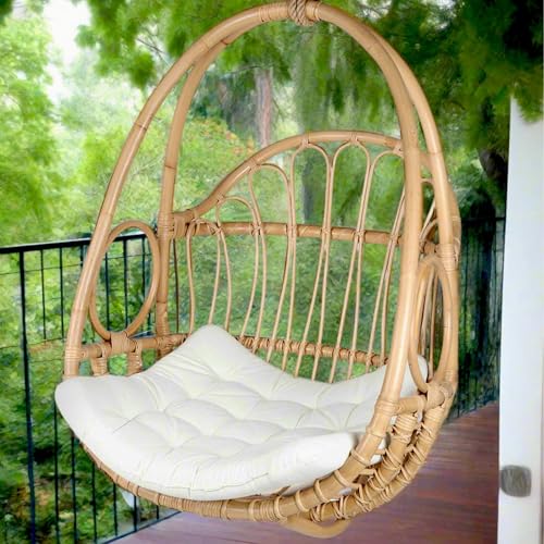 Image of Habere India-All The Cultures Fabricating India Cane Swing Chair | Cane Hanging Chair | Indoor Bamboo Swing Chair | Bamboo Hammock Swing (W:75 x D:62 x H:108 cm)