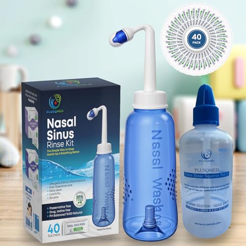 Kit de Rinçage Nasal Neti Pot et Bouteilles Compressibles