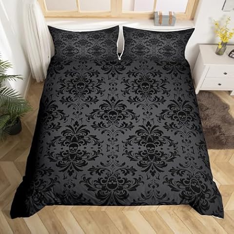 Feelyou Black Damask Bedding Set Full Size Cover