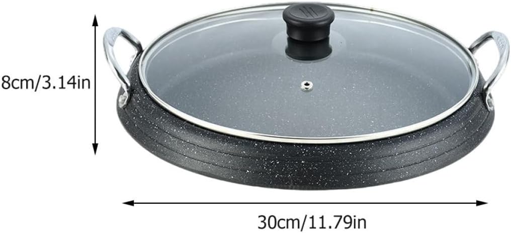 Mikinona 1pc Flat Pan for Barbecue Round Baking Tray Non-stick Grill Plate for Outdoor Cooking