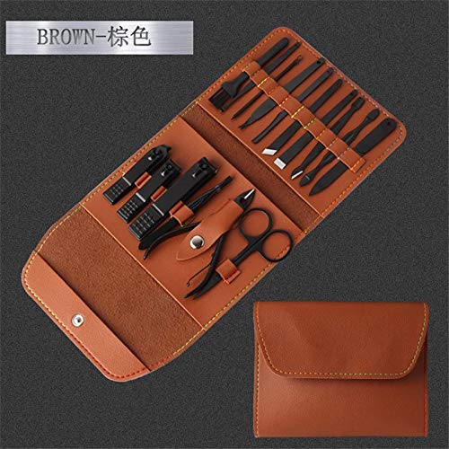 HONGYIFEI2021 Nagelset Professionelle Schwarze Nagelclipper Set 16 stücke Edelstahl Maniküre Pediküre Trimmer Scissor… – Bild 4