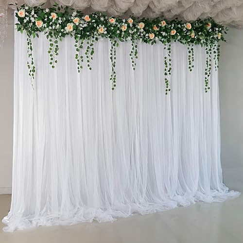 Atongham Toile de fond en mousseline de soie blanche pour fête de mariage, cérémonie de mariage, décoration de fête de naissance