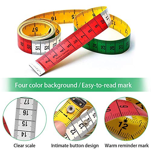 Foto von AFASOES Maßband Schneidermaßband Weiches Massband Schwarz Skala Körpermaßband mit Knopf Maßbänder zum Nähen Körperumfang Farbige Maßband körper für Schneider Handwerker und Haushalte 150 cm/60 Inch