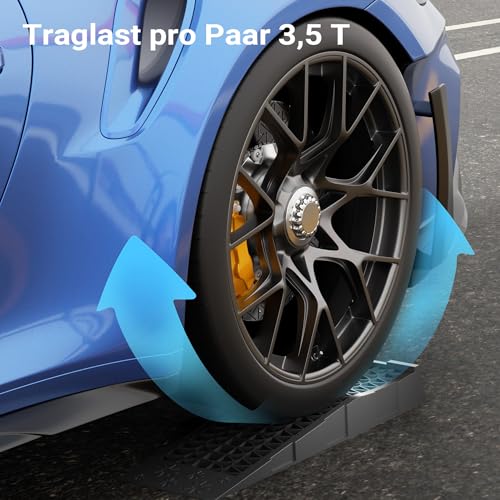 XPOtool Auffahrrampen extra flach 2 Stück aus Kunststoff bis 3 t Autorampe Pkw Auto Kfz Rampe für Sportwagen und tiefergelegte Fahrzeuge
