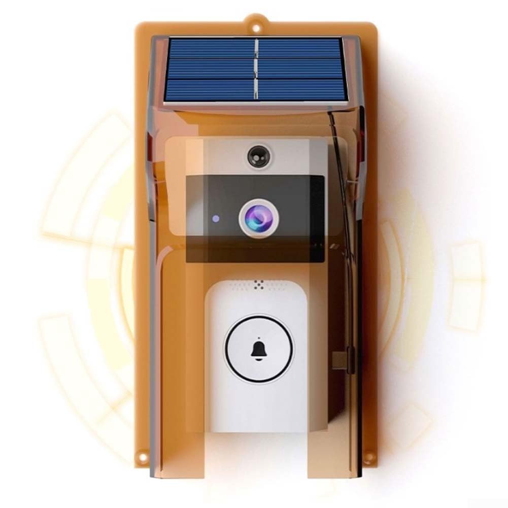 Copertura per campanello senza fili, a energia solare, con pannello solare, impermeabile, protezione contro la pioggia, per esterni e tutte le condizioni atmosferiche (con campanello)