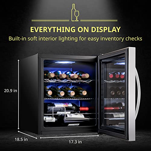 Schmécké 12 Bottle Compressor Wine Cooler Refrigerator W/Lock - Large Freestanding Wine Cellar For Red, White, Champagne Or Sparkling Wine - 41F-64F Digital Temperature Control Fridge Stainless Steel #TOP7