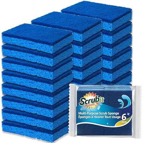 Scrubit Non-Scratch Cleaning Scrub Sponges- Scrubbing Dish Sponge Ideal for Washing Kitchen,Dishes, Bathroom &More – Dishwashing Sponge Along with A Thought Scrubber – 24 sponges Cover