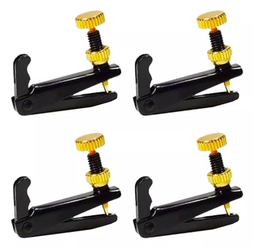 Kit VIOLA Micro Afinador 4/4 Fixo Preto e Dourado Kit 04 Pçs