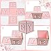 Acmee 4 Set Baby Shower Centerpieces for Tables - 6 inch Wooden Boxes with Baby Letters Rustic Cube Planter Wood Blocks for Gender Reveal Party Favor (Pink)