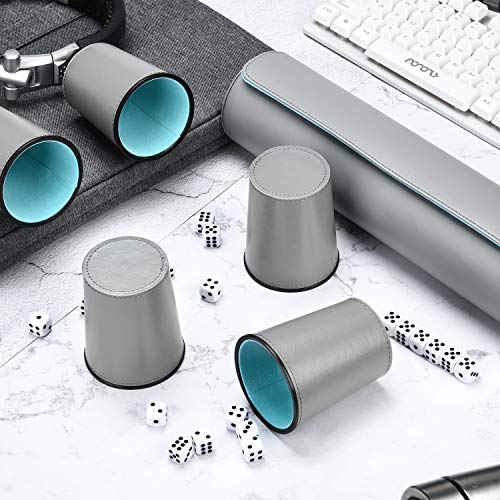 Party Games Leather Dice Cup Set, 5 Leather Dice Cups + 25 Dice + Exclusive Storage And Transport Case Made Of Faux Leather With Magnetic Closure #TOP1