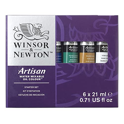 Winsor & Newton, Artisan Water Mixable Oil Colour, Beginners Set, 6x21ml Tube Set, Multi Colour, 126 ml (Pack of 1)