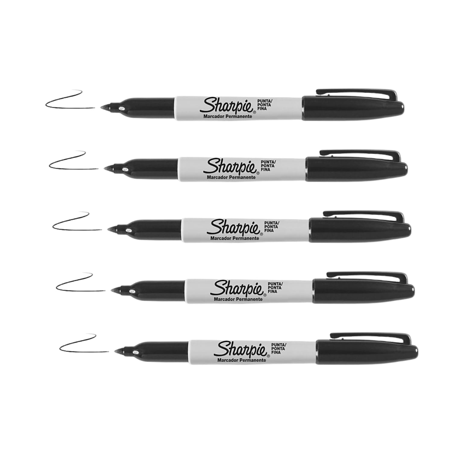 Sharpie Black Permanent Markers Fine Tip, Waterproof & Fade-Resistant Ink, Office Supplies for Construction & DIY, Stationery Items, Pack of 5