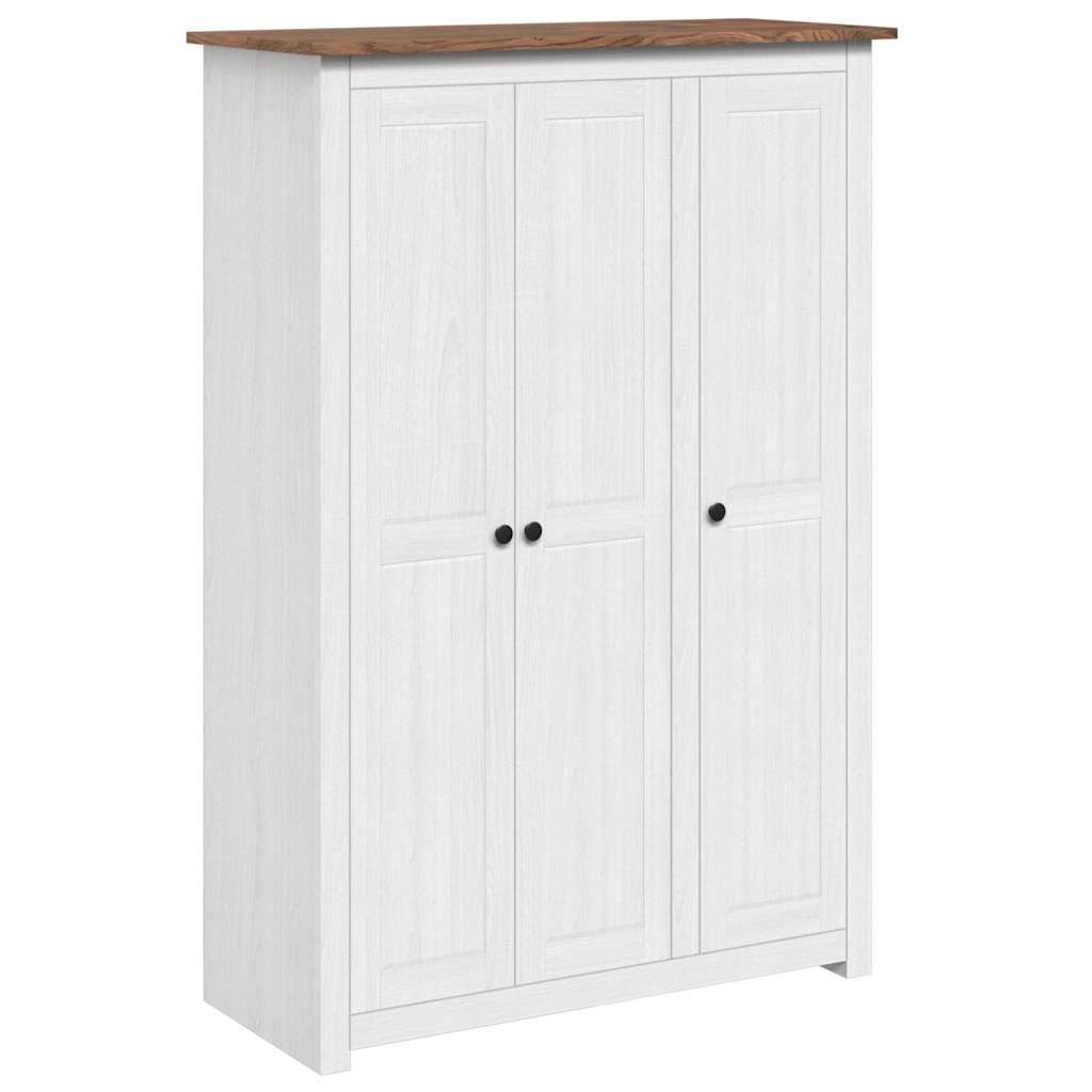 vidaXL Panama-Kiefer Kleiderschrank Weiß 3-Türig Dielenschrank Garderobenschrank Schlafzimmerschrank Schrank Holzschrank 118x50x171,5cm
