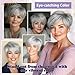 PHOCAS Short Hair Toppers for Women with Thinning Hair Magic Pixie Cut Toppers Hairpiece Natural Synthetic Grey Hair Toppers for Daily Use