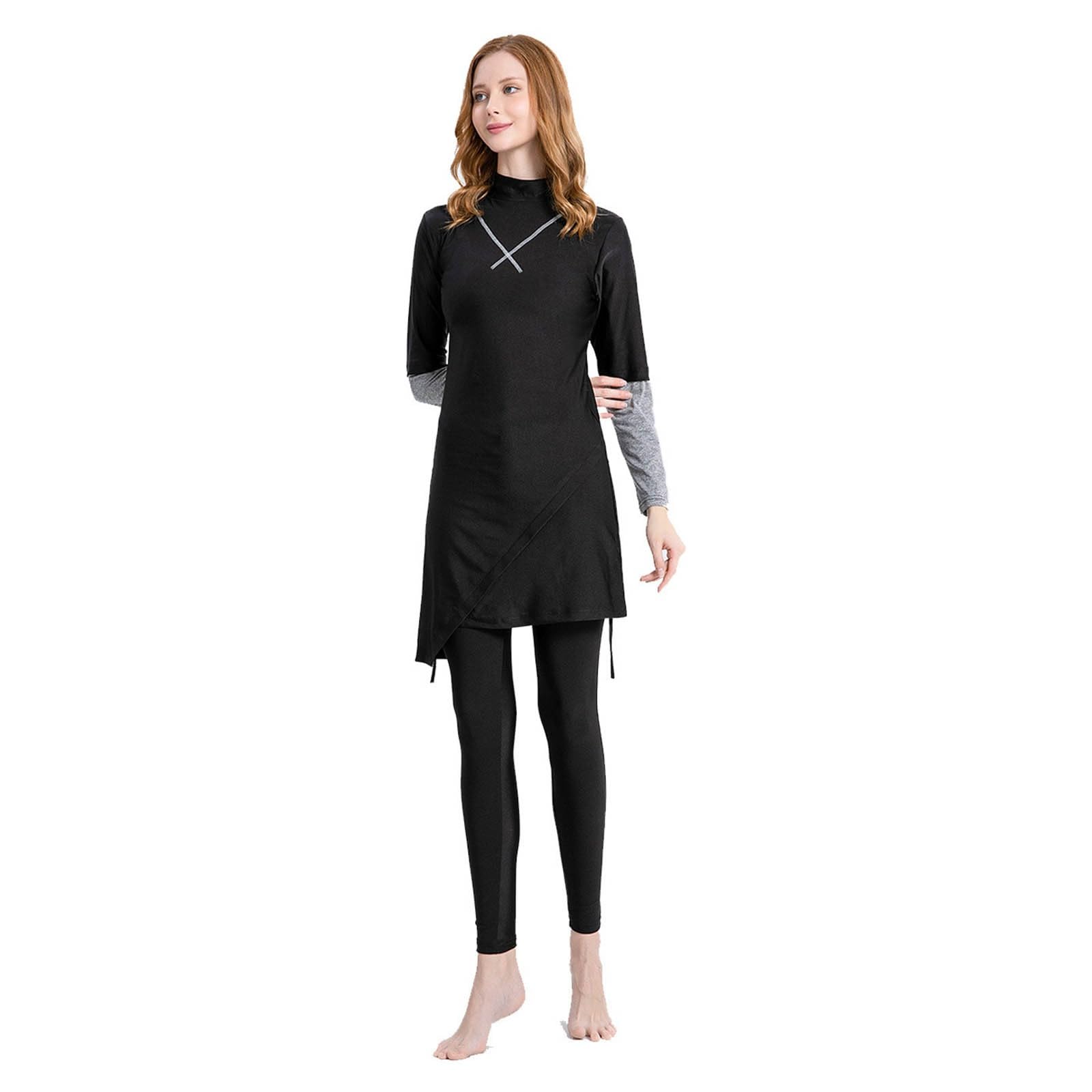 Generisch Costume da bagno da donna a maniche lunghe con pantaloni, copertura completa, tankini, costume da bagno a due pezzi, moda da spiaggia musulmana